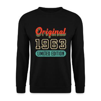 60. Geburtstag Original 1963 60 Jahre - Unisex Pullover - Schwarz - Vorne - Alina (178cm) & Michal (187cm)