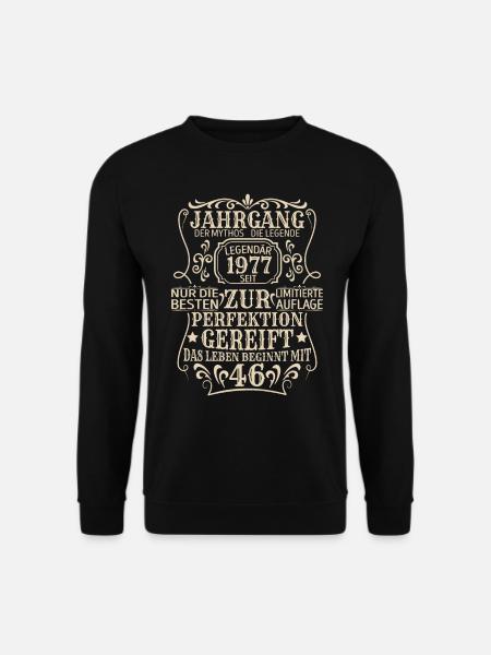 Geburtstagsgeschenk Geboren 1977 46 Jahre - Unisex Pullover - Schwarz