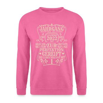 Geburtstagsgeschenk Geboren 2022 1 Jahre - Unisex Pullover - Pink - Vorne