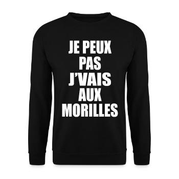 J’peux pas j’vais aux morilles - Sweat-shirt Unisexe - noir - Devant - Alina (178cm) & Michal (187cm)
