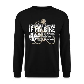 Je me demande si mon vélo pense à moi à vélo - Sweat-shirt Unisexe - noir - Devant - Alina (178cm) & Michal (187cm)