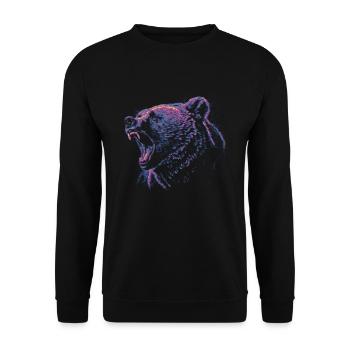 Colored grizzly head - Unisex Sweatshirt - black - Front - Alina (178cm) & Michal (187cm)