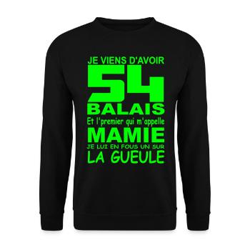 54 ans / anniversaire 54 ans / cadeau 54 ans - Sweat-shirt Unisexe - noir - Devant - Alina (178cm) & Michal (187cm)