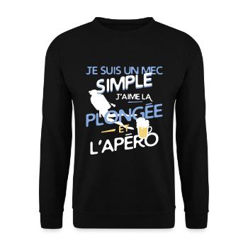 Plongée - Un mec simple - Sweat-shirt Unisexe - noir - Devant - Alina (178cm) & Michal (187cm)