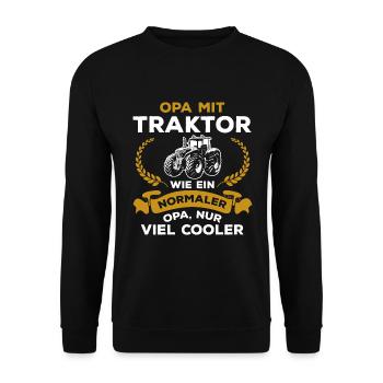 Opa Traktor Wie normaler Nur Cooler Landwirtschaft - Unisex Pullover - Schwarz - Vorne - Alina (178cm) & Michal (187cm)