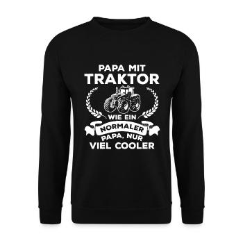 Papa Traktor Wie normaler Nur Cooler Landwirtschaf - Unisex Pullover - Schwarz - Vorne - Alina (178cm) & Michal (187cm)