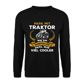 Papa Traktor Wie normaler Nur Cooler Landwirtschaf - Unisex Pullover - Schwarz - Vorne - Alina (178cm) & Michal (187cm)