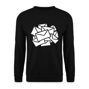 Briefe Nachrichten Post Posteingang message mail - Unisex Pullover - Schwarz - Vorne - Alina (178cm) & Michal (187cm)