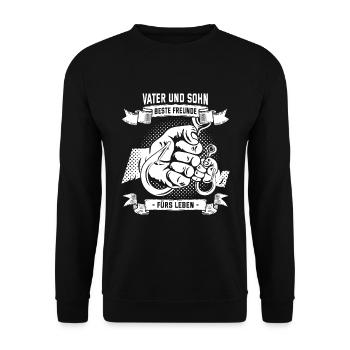 Angler Vater Und Sohn Beste Freunde Fürs Leben Fis - Unisex Pullover - Schwarz - Vorne - Alina (178cm) & Michal (187cm)