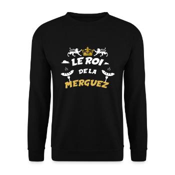 Le roi de la merguez humour barbecue papa - Sweat-shirt Unisexe - noir - Devant - Alina (178cm) & Michal (187cm)