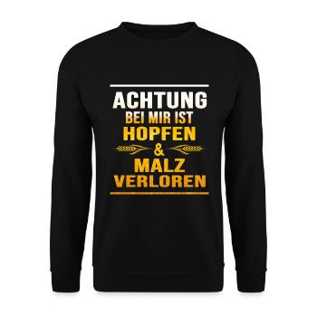 Bier Bierologe Trinkspruch Biergarten Frühschoppen - Unisex Pullover - Schwarz - Vorne - Alina (178cm) & Michal (187cm)