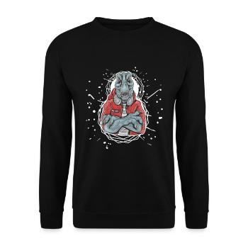 DJ REX T-Rex dinosaure musique casque casque cadeau - Sweat-shirt Unisexe - noir - Devant - Alina (178cm) & Michal (187cm)