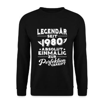 Legendär seit 1980 - 1980 geboren Geschenk - Unisex Pullover - Schwarz - Vorne - Alina (178cm) & Michal (187cm)