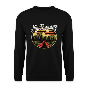 My Therapy Camping Camping Nature Wilderness - Unisex Sweatshirt - black - Front - Alina (178cm) & Michal (187cm)