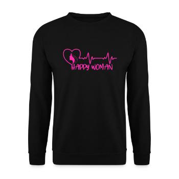Heartbeat Heart Happy Women Journée internationale de la femme - Sweat-shirt Unisexe - noir - Devant - Alina (178cm) & Michal (187cm)