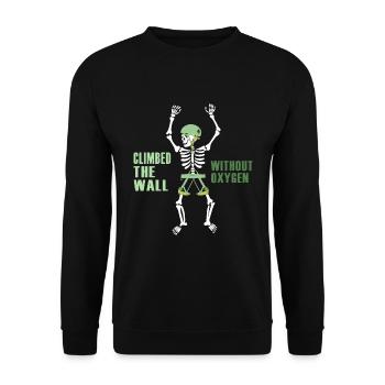 Alpinist klettern Bergsteigen alpin Gipfel - Unisex Pullover - Schwarz - Vorne - Alina (178cm) & Michal (187cm)