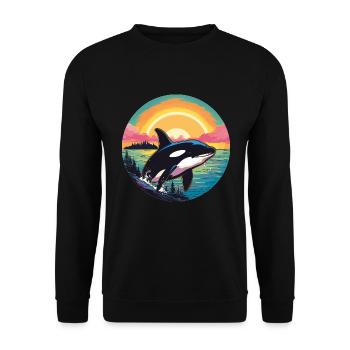 Orca at sunset - Unisex Sweatshirt - black - Front - Alina (178cm) & Michal (187cm)