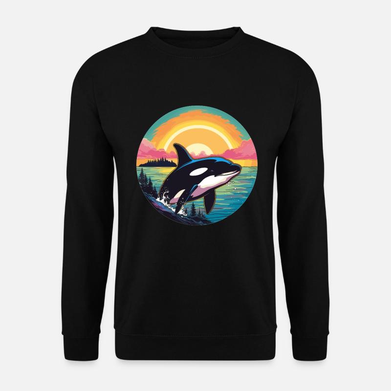 Orca im Sonnenuntergang - Unisex Pullover - Schwarz