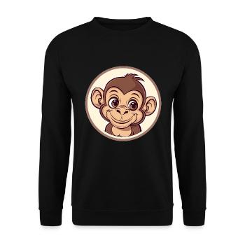 Cheerful monkey with a smile - Unisex Sweatshirt - black - Front - Alina (178cm) & Michal (187cm)