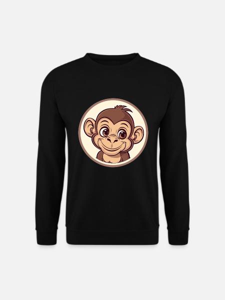 Fröhlicher Affe mit Lächeln - Unisex Pullover - Schwarz