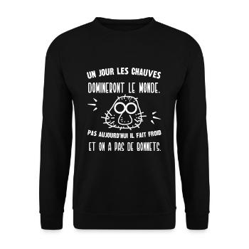 un jour les chauves domineront le monde - Sweat-shirt Unisexe - noir - Devant - Alina (178cm) & Michal (187cm)