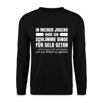 Pensionierung lustige Sprüche Rente Kollege - Unisex Pullover - Schwarz - Vorne - Alina (178cm) & Michal (187cm)
