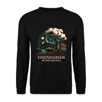Eisenbahner mit Herz und Seele - Unisex Pullover - Schwarz - Vorne - Alina (178cm) & Michal (187cm)