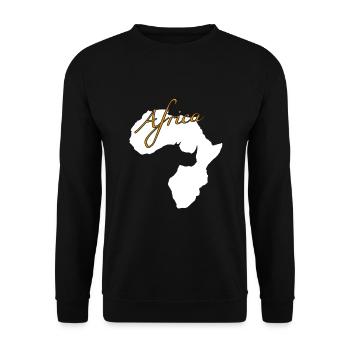 Africa Rhino - Unisex Pullover - Schwarz - Vorne - Alina (178cm) & Michal (187cm)