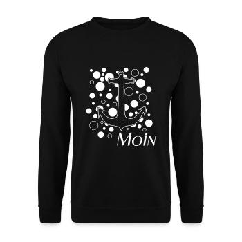 Moin, Hamburg Diggi, Moin moin, Anker - Unisex Pullover - Schwarz - Vorne - Alina (178cm) & Michal (187cm)