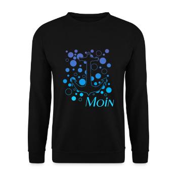 Moin, Hamburg Diggi, Moin moin, Anker, Kapitän - Unisex Pullover - Schwarz - Vorne - Alina (178cm) & Michal (187cm)