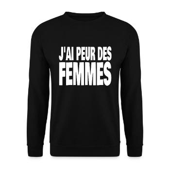j'ai peur des femmes - Sweat-shirt Unisexe - noir - Devant - Alina (178cm) & Michal (187cm)