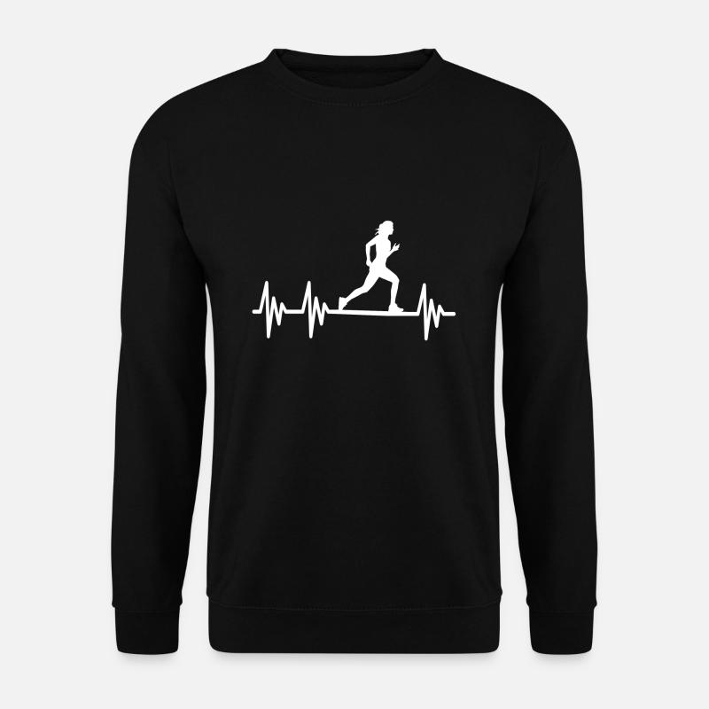 Jogger Joggen Herzfrequenz Läufer Rennen Geschenk - Unisex Pullover - Schwarz