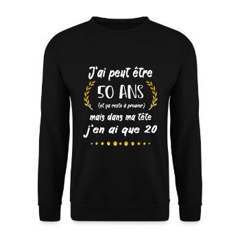 50 ans cadeau d'anniversaire 50 ans - Sweat-shirt Unisexe - noir - Devant - Alina (178cm) & Michal (187cm)