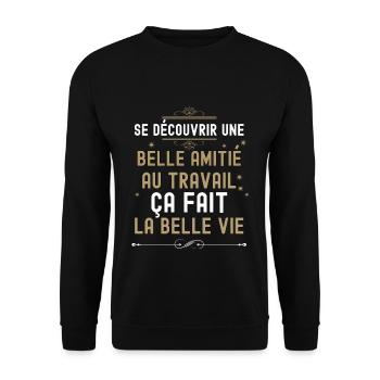 Collègue Amitié au travail - Sweat-shirt Unisexe - noir - Devant - Alina (178cm) & Michal (187cm)