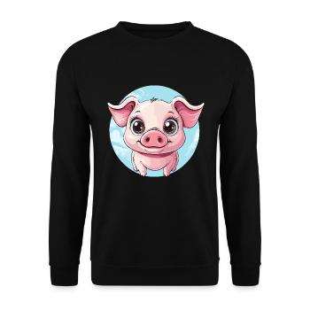 Happy Piggy - Unisex Sweatshirt - black - Front - Alina (178cm) & Michal (187cm)