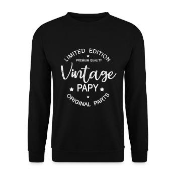 Vintage Opa cool Geburtstag Geschenk Großvater - Unisex Pullover - Schwarz - Vorne - Alina (178cm) & Michal (187cm)