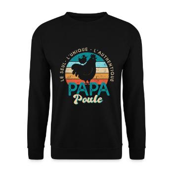 papa poule cadeau fête des pères - Sweat-shirt Unisexe - noir - Devant - Alina (178cm) & Michal (187cm)