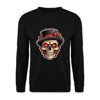 Halloween Totenschädel - Unisex Pullover - Schwarz - Vorne - Alina (178cm) & Michal (187cm)