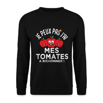 jardin jardinier je peux pas j ai tomates cadeau - Sweat-shirt Unisexe - noir - Devant - Alina (178cm) & Michal (187cm)