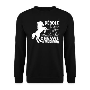 Horse Shirt • Reiten • Pony Geschenke - Unisex Pullover - Schwarz - Vorne - Alina (178cm) & Michal (187cm)