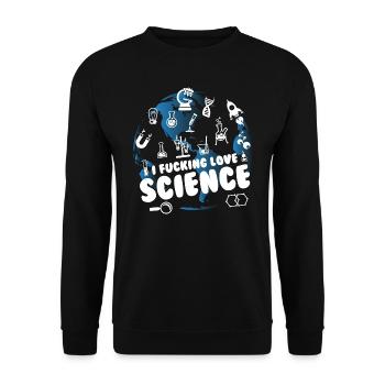I Fucking Love Science - Unisex Pullover - Schwarz - Vorne - Alina (178cm) & Michal (187cm)