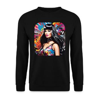 Fille colorée cool avec la bouche rose - Sweat-shirt Unisexe - noir - Devant - Alina (178cm) & Michal (187cm)