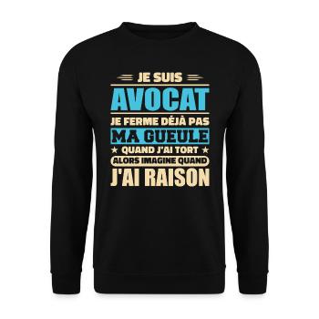 Je Suis Avocat - Cadeau Humour Avocat - Sweat-shirt Unisexe - noir - Devant - Alina (178cm) & Michal (187cm)