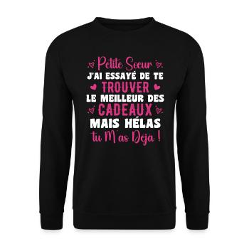 Little Sister Gift Funny Quote - Unisex Sweatshirt - black - Front - Alina (178cm) & Michal (187cm)