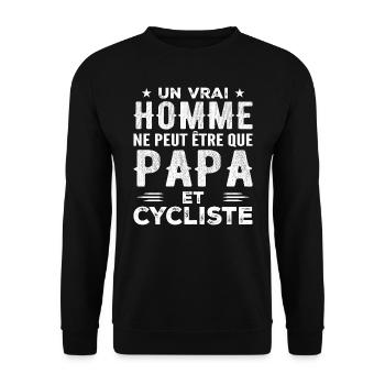 Ein echter Mann ist nur ein Vater und ein Radfahrer - Unisex Pullover - Schwarz - Vorne - Alina (178cm) & Michal (187cm)