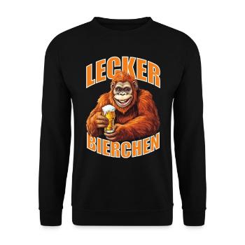Lecker Bierchen X Orang-Utan mit Bier lustiges - Unisex Pullover - Schwarz - Vorne - Alina (178cm) & Michal (187cm)