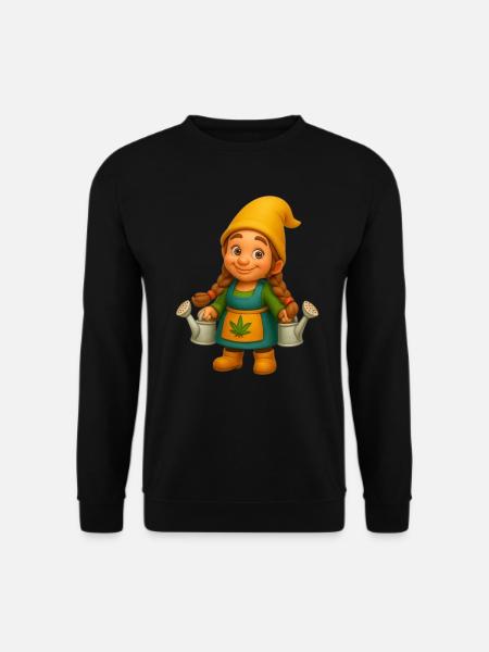 Zwergin mit Gießkannen - Unisex Pullover - Schwarz
