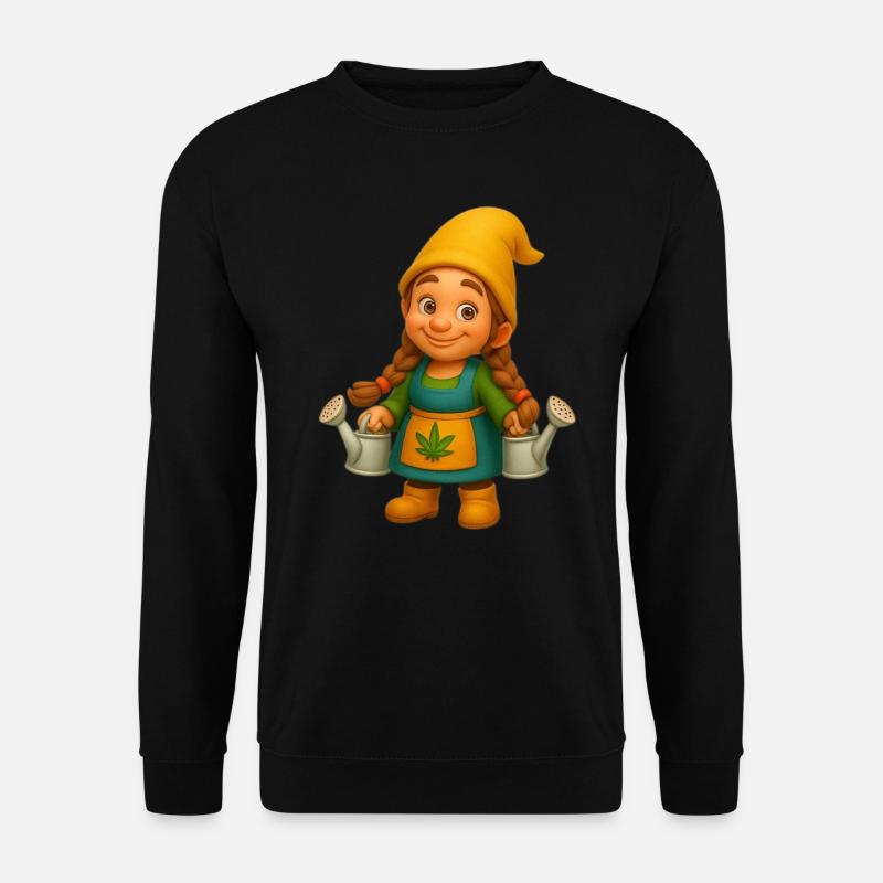 Zwergin mit Gießkannen - Unisex Pullover - Schwarz