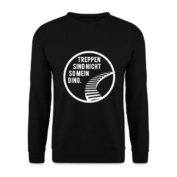 Stairs are not my thing. Not a buck elevator - Unisex Sweatshirt - black - Front - Alina (178cm) & Michal (187cm)