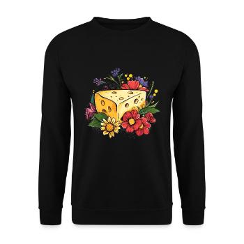 Cheese with flowers - Unisex Sweatshirt - black - Front - Alina (178cm) & Michal (187cm)